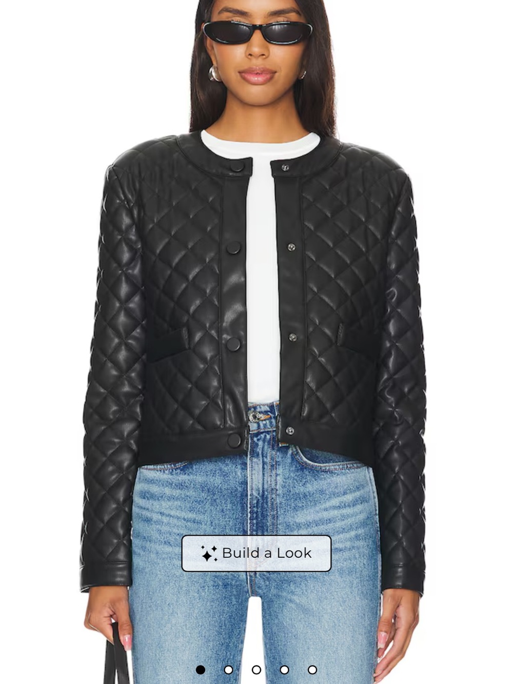 Steve Madden Quilted Black Faux-Leather Bomber Jacket